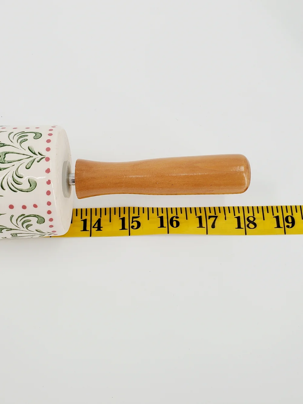 Anthroplogie Maelle Rolling Pin With Wood Handle - White, Green & Pink